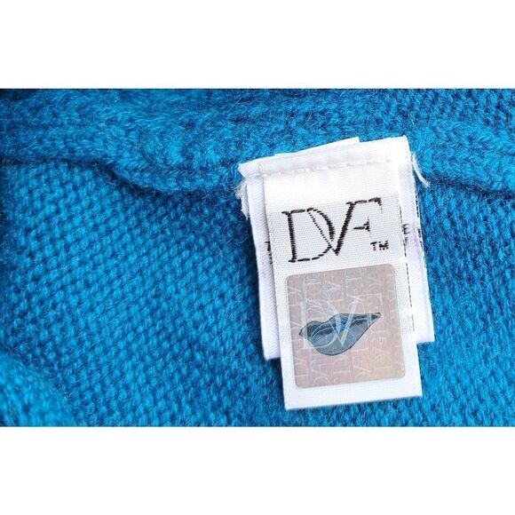 Diane von Furstenberg DVF AQUA BLUE cashmere Wool Sweater Womens Small - Picture 4 of 6